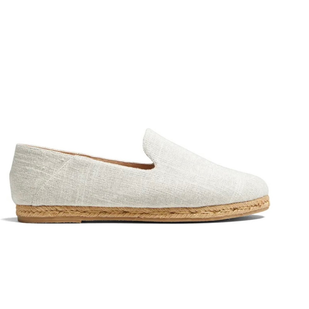 New in box Jack Rogers Audrey white\silver Linen Flat Espadrille size 10